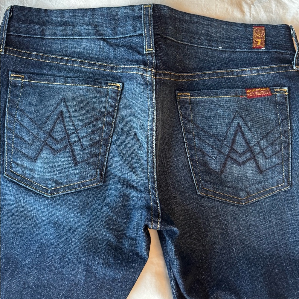 7 For All Mankind Women's Dark Blue Bootcut Leg Jeans